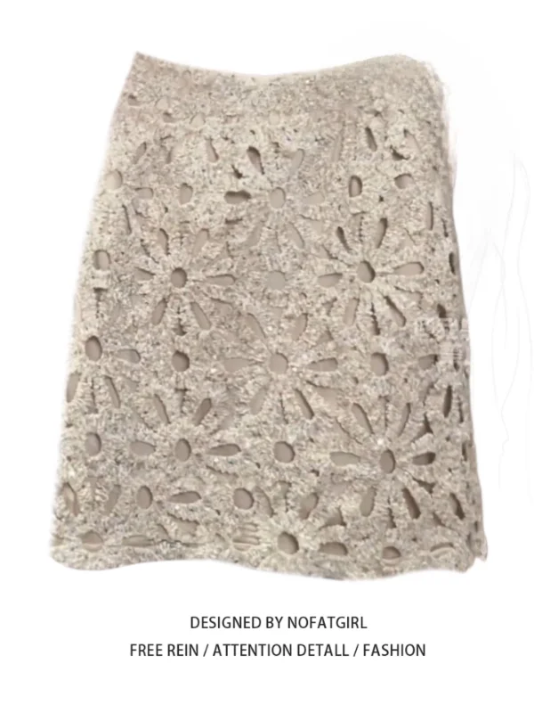 

Женская юбка больших размеров с цветочным узором, вышивкой и вырезами, с высокой талией, прямого кроя, весна-лето, модная, для повседневной носки, А-силуэт