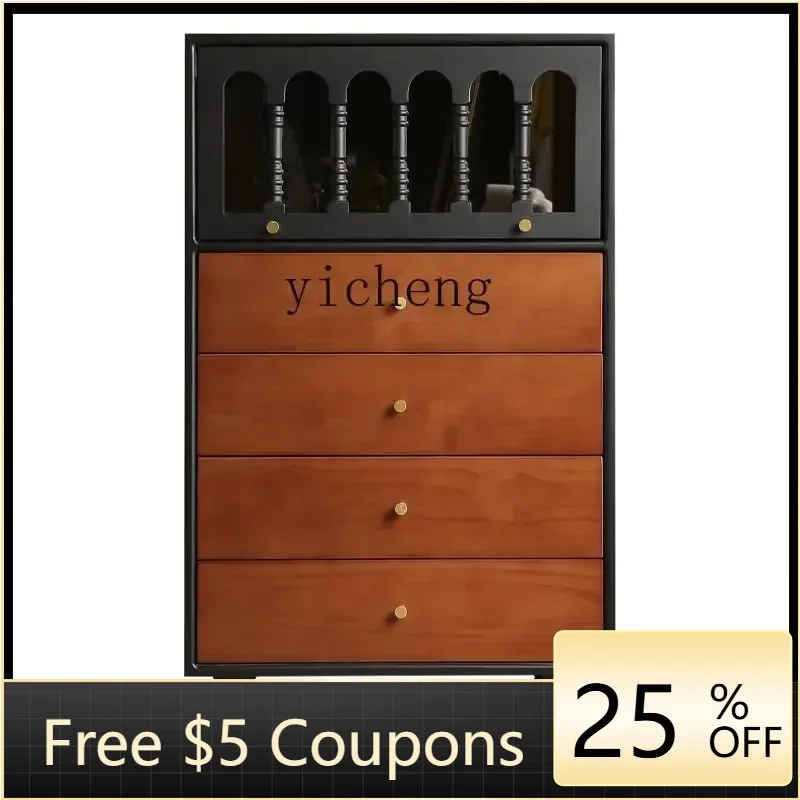 

B1 French retro solid wood chest bedroom antique storage cabinet household color matching bedside cabinet