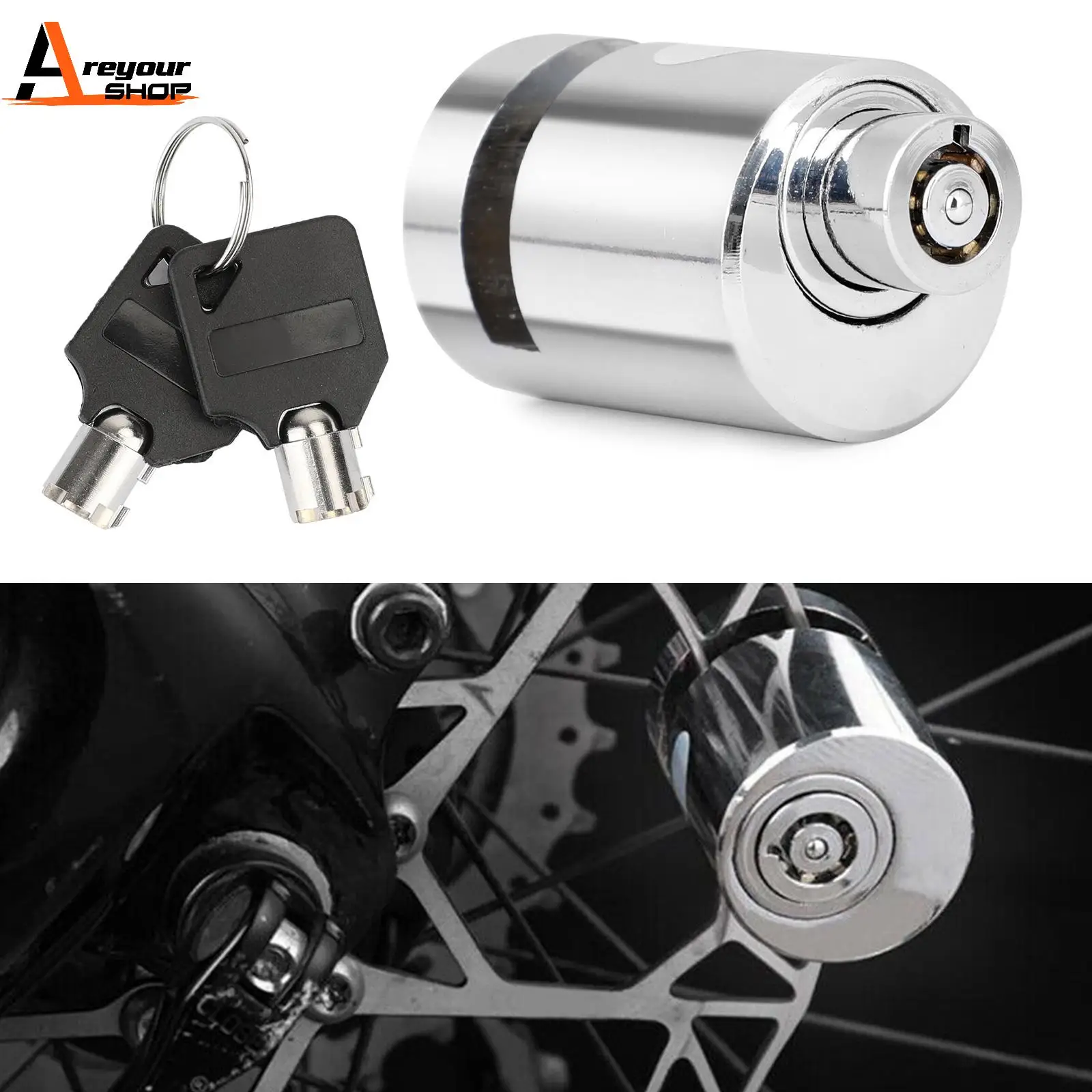 Areyourshop 1X Motorcycle Bicycle Bike Scooter SECURITY LOCK Portable Wheel Disc Brake Lock