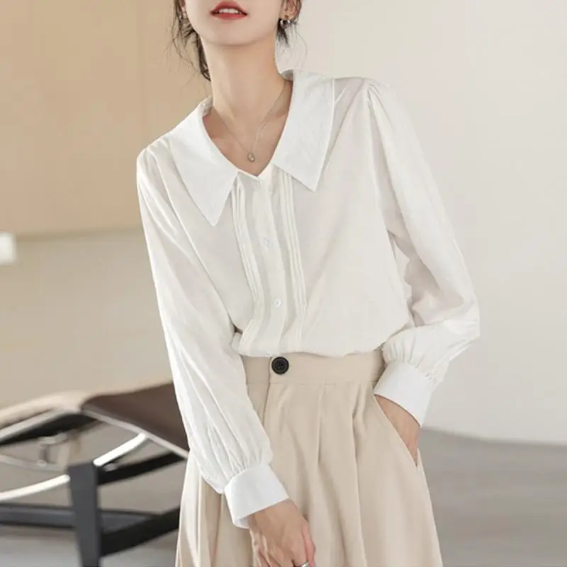 

Рубашки с длинным рукавом, женские элегантные повседневные топы, блузки на пуговицах в корейском стиле, осенняя офисная женская винтажная шикарная одежда