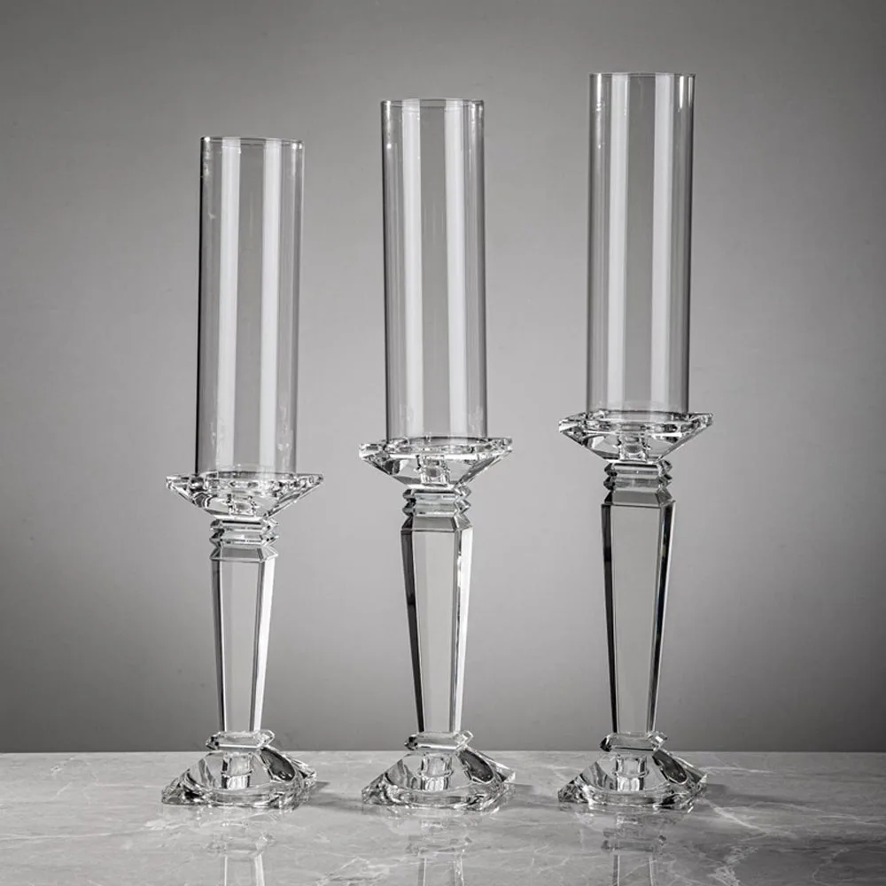 Crystal Glass Candlestick Candle Holder Wedding Candlestick Dining Table Model Room Decoration Household