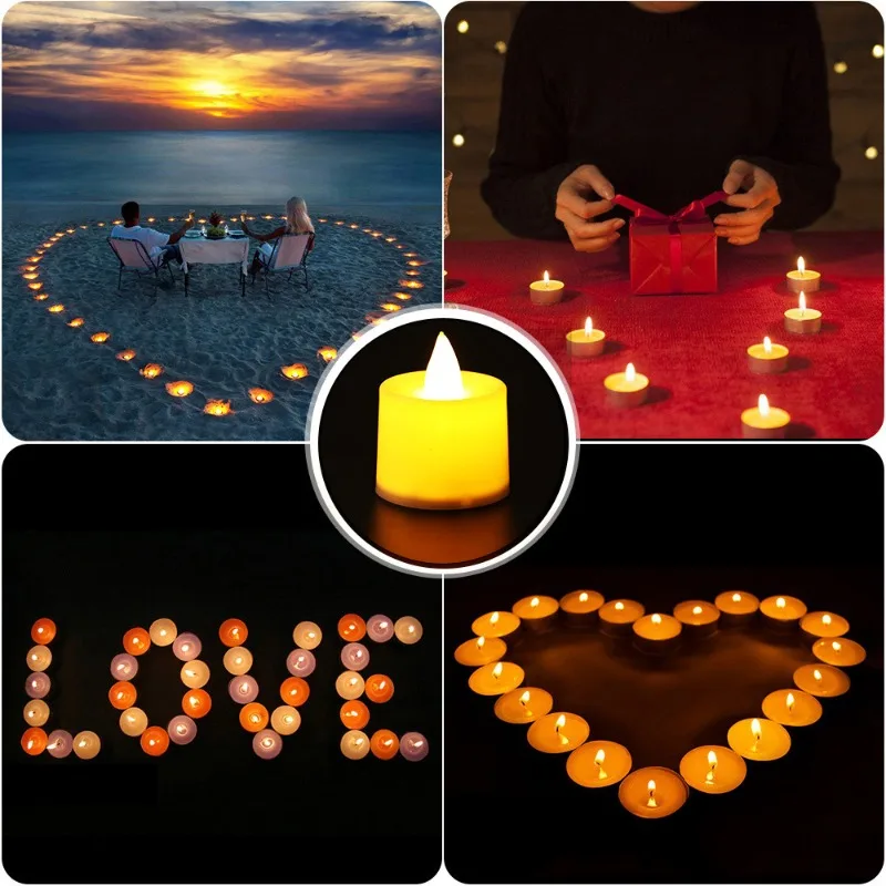 1/48PCS Flameless Led Candle Christmas Wedding Party Decoration Table Lamp Heart-shape Electronic Battery-Power Tealight Candles