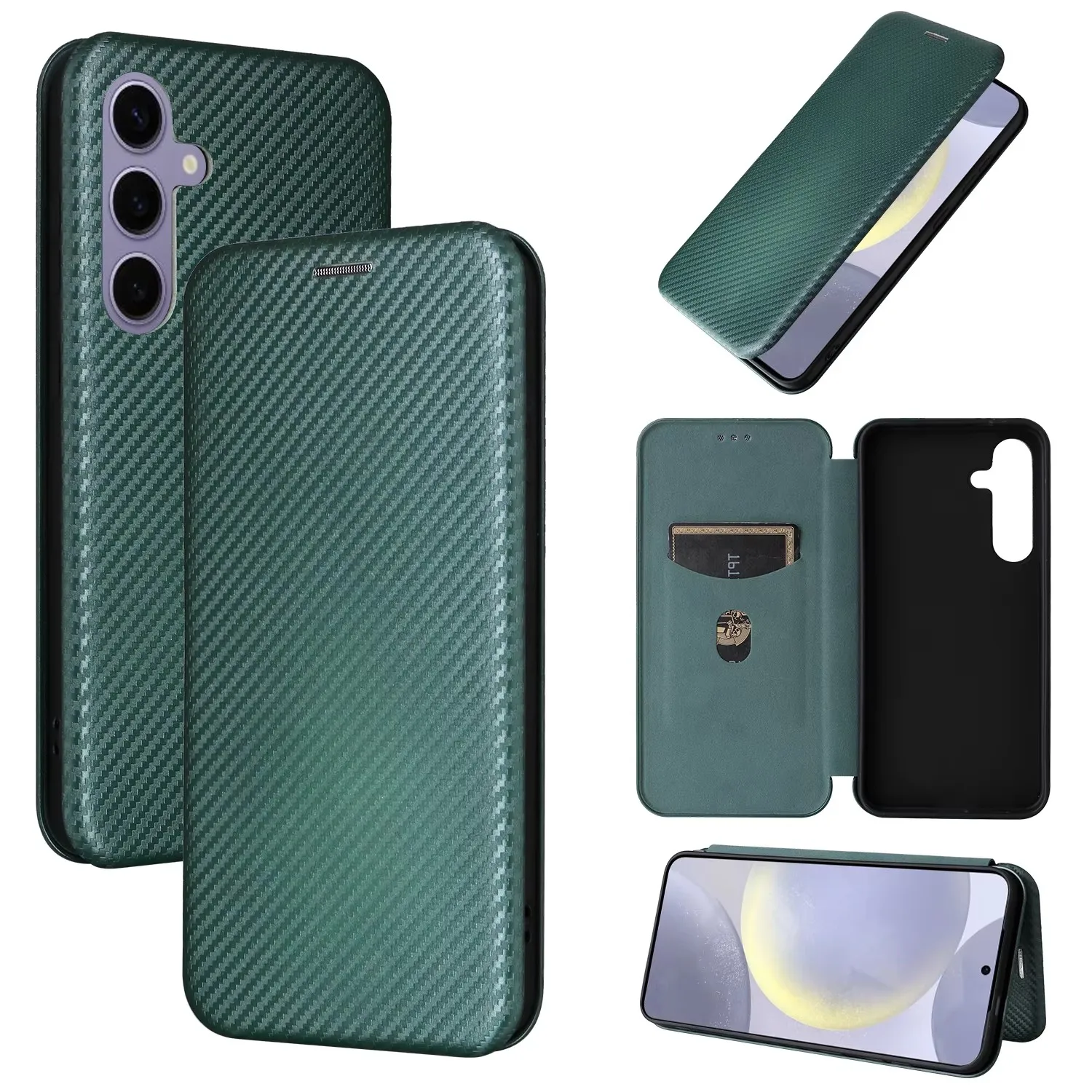 

Carbon Fiber Flip Leather For Samsung Galaxy S25 S24 S23 S22 S21 Ultra S25 Edge S25 S24 S23 S22 Plus S24 FE Wallet Case Cover