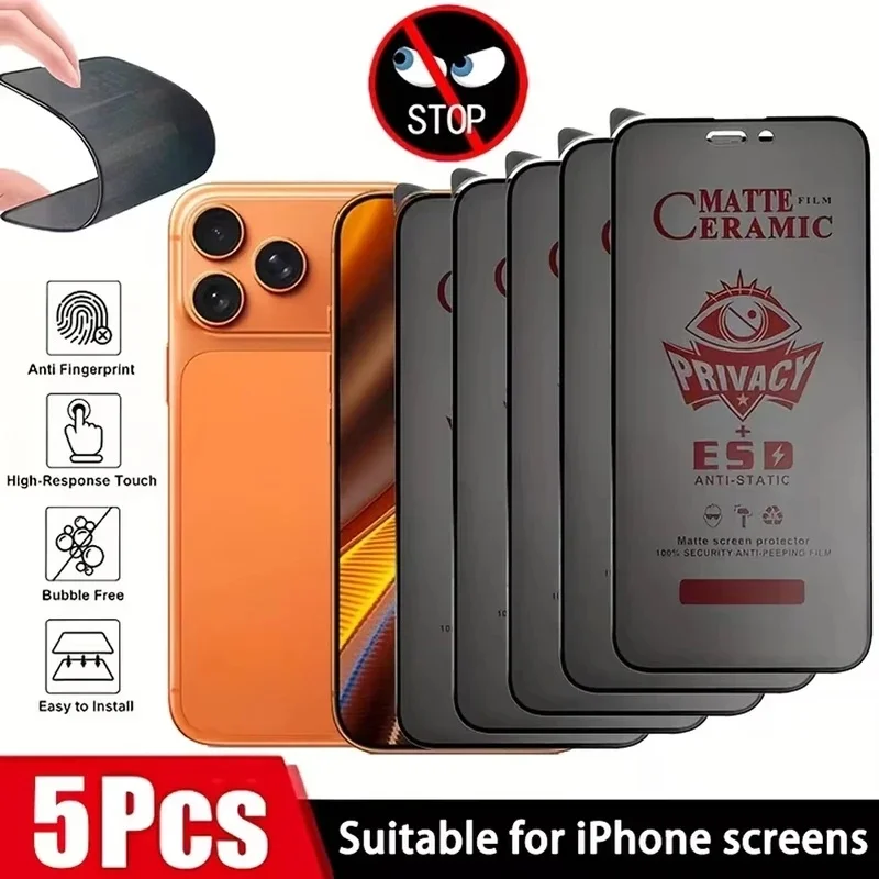 1-5PCS Matt-Sichtschutzfolie für iPhone 18 Pro Max 17 16 15 14 13 12 11 X XR XS Air 16 15 14 Plus Anti-Spy Keramik F 02
