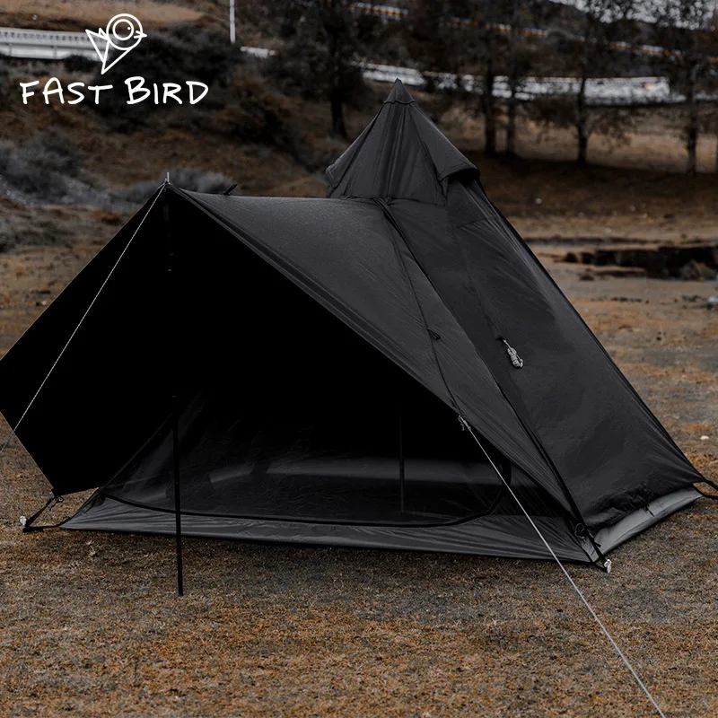 IHOME Camping Equipment Indian Tent Mountaineering Ultra-light Sunscreen Waterproof Outdoor Pyramid Black Minaret Tent New 2024