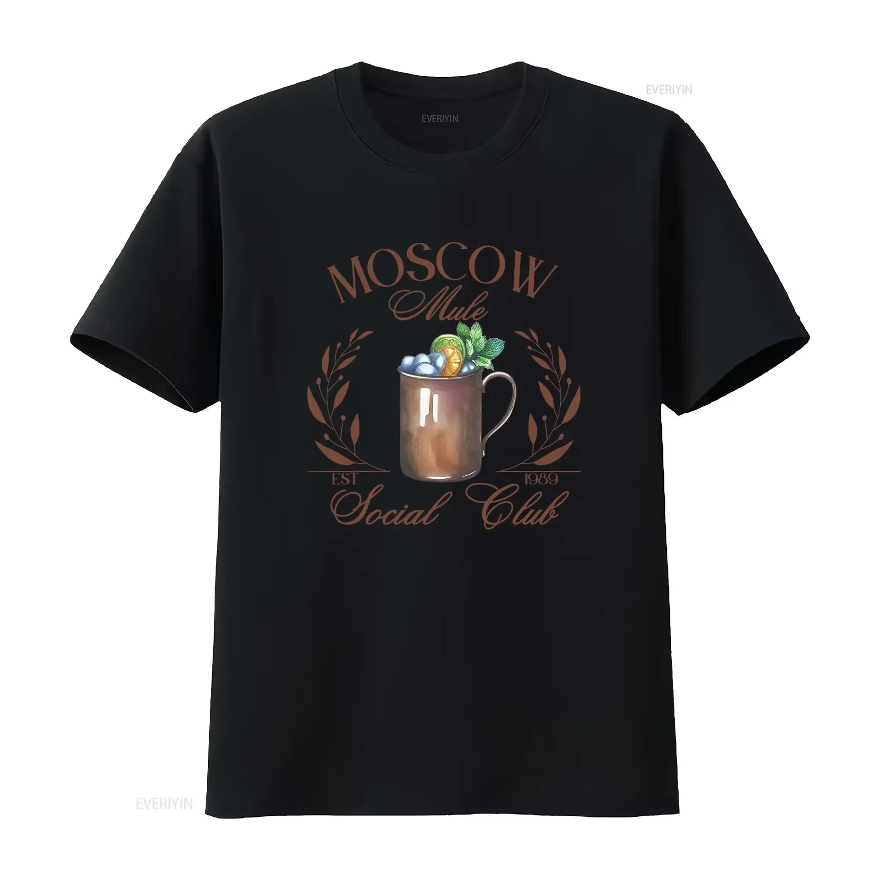 Moscow Mule Social Club Retro Cocktail T Shirt Cool Bartender Style with Citrus Mint Design vintage Washed graphic Breathable