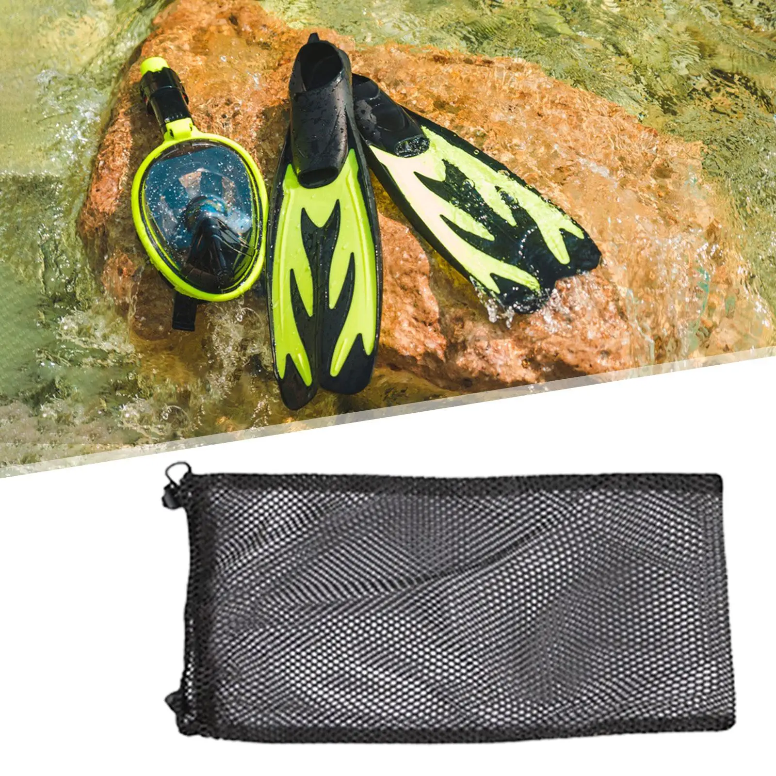 

Сумка-чехол для ласт для фридайвинга, быстросохнущая сетчатая сумка для хранения снаряжения для водных видов спорта, пляжа и снорклинга