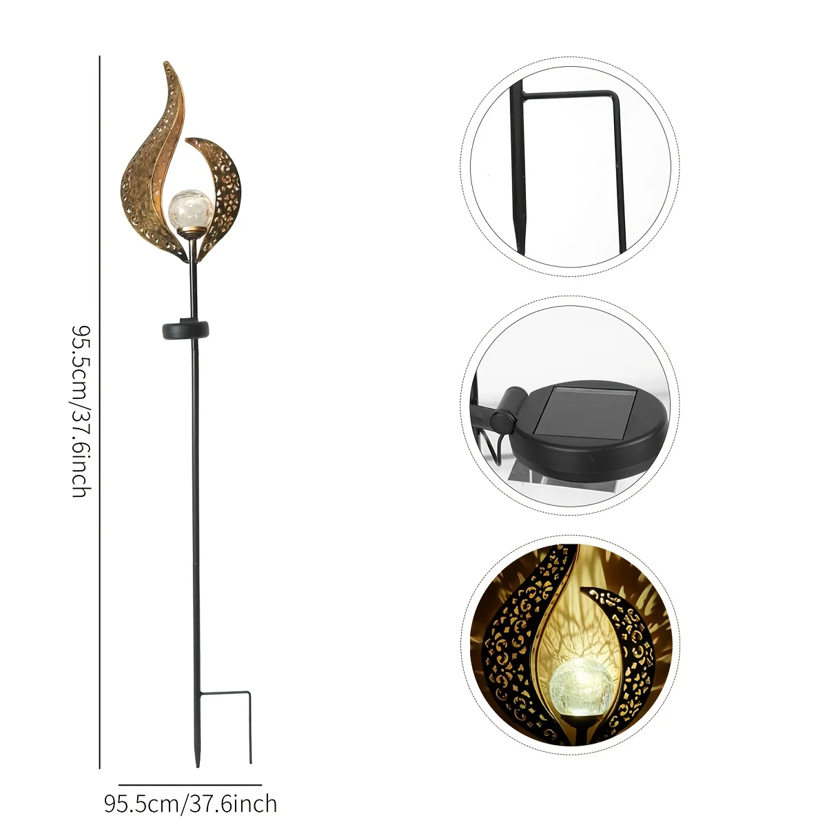 Outdoor Garden Solar Statue Light, Outdoor Solar Lights Garden Stake Lights, Crackle Glass Globe Stake Lights, for Pathway, Lawn, Patio or Courtyard Home Decor view 3