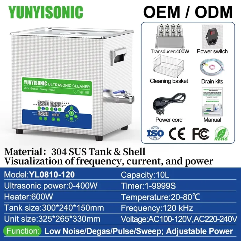 Eco Friendly Ultra Cleaning Machine120kHz 10L Visualized Data Mute Tool Circuit Board Laboratory Chemical Cleaner