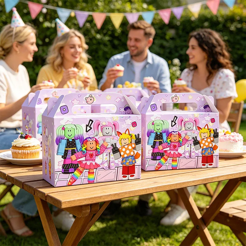 Roblox-Themen-Papierbox-Kombination mit Spielfiguren, Süßigkeiten-Geschenktüten für Babyparty und Geburtstagsfeier-Dekorationen – Detail 6