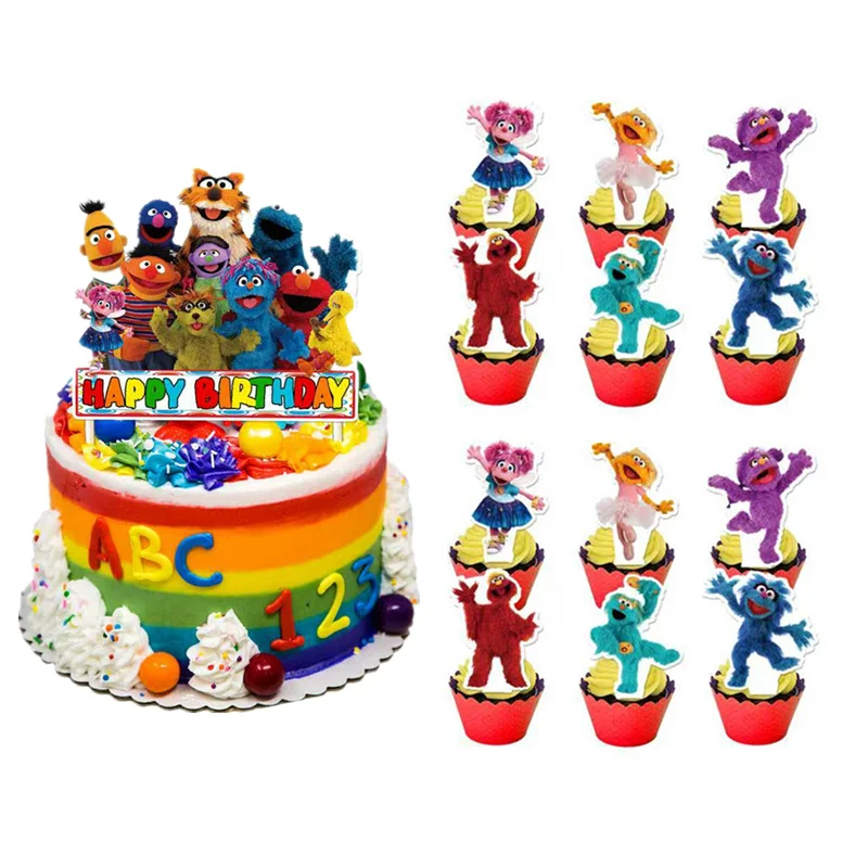 Nuevo Adorno para Pastel de Plaza Sésamo, Decoración para Fiestas de Cumpleaños Infantiles