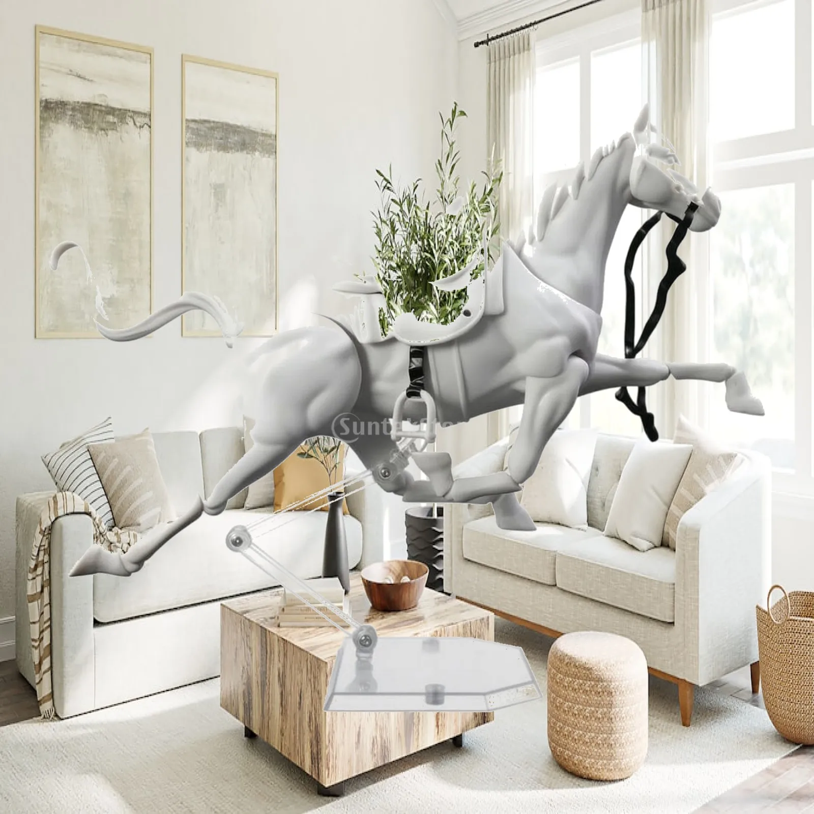 Articulated Horse Figurine 1/12 Scale Horse Figurine with Saddle True-to-Life Sturdy for Collectors, Dioramas, Display Shelves