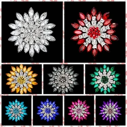 New retro men and women's fashion versatile brooches shiny crystal big flowers rhinestone pin accessories jewelry gifts