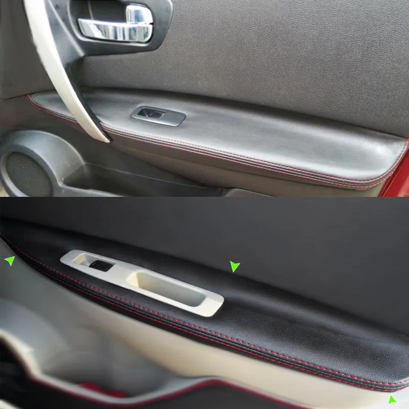 For Nissan QASHQAI J10 2007 2008 2009 2010 2011 2012 2013 2014 2015 4pcs Door Panel Armrest Handle Cover Microfiber Leather Trim