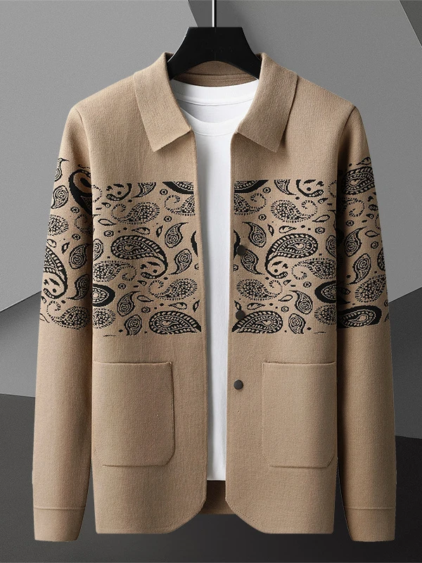 

Весенне-осенний вязаный кардиган для мужчин, корейский стиль, модный цветной блок, трендовый лоскутный узор с цветами, свободный крой, свитер