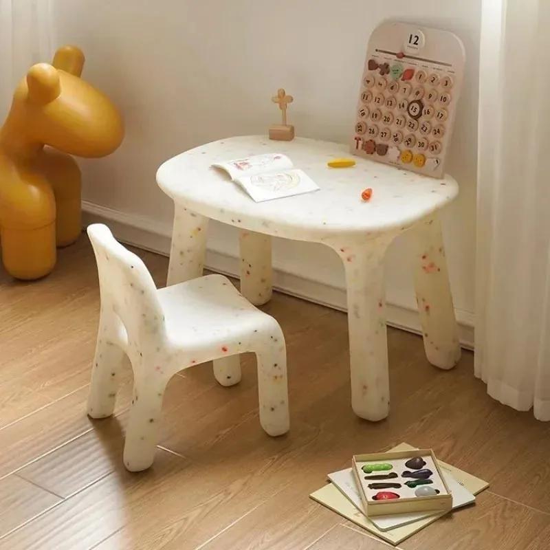 Conjunto de mesa e cadeiras de estudo moderno para crianças mesa cadeira fezes jardim de infância plástico crianças fortes mesas duráveis móveis g