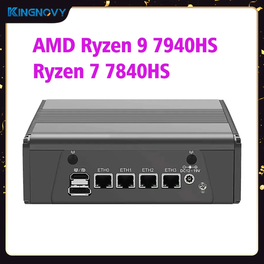 방화벽 미니 PC AI 엔진 PVE ESXi 호스트 라우터, X4F AMD Ryzen 9 7940HS R7 7840HS, 4x i226-V 2.5G LAN, USB4 2x M.2 NVMe 2x DDR5