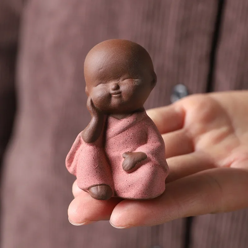 

Mini Purple Sand Tea Pet Jewelry Colorful Sand Pot Little Monk Tea Set Flower Pot Micro Landscape Accessories