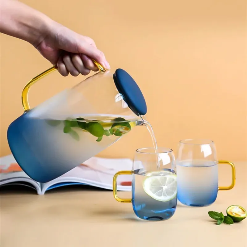 Glass cold water pot domestic high temperature resistant large capacity teacup heat-resistant explosion-proof teapot juice pot
