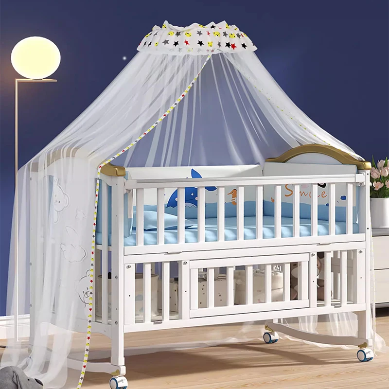 New Newborn Baby Products Wood Rocking Mobile Cribs Bedding Set Cradle Cot Swing Bed with  Mosquito Net Crib Bed for Babies