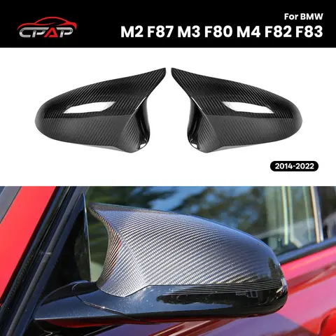 Real Dry Carbon Fiber Car Side Door Rearview Mirror Caps Covers For BMW M3 F80 M4 F82 F83 M2 F87 OEM Style 2014-2022