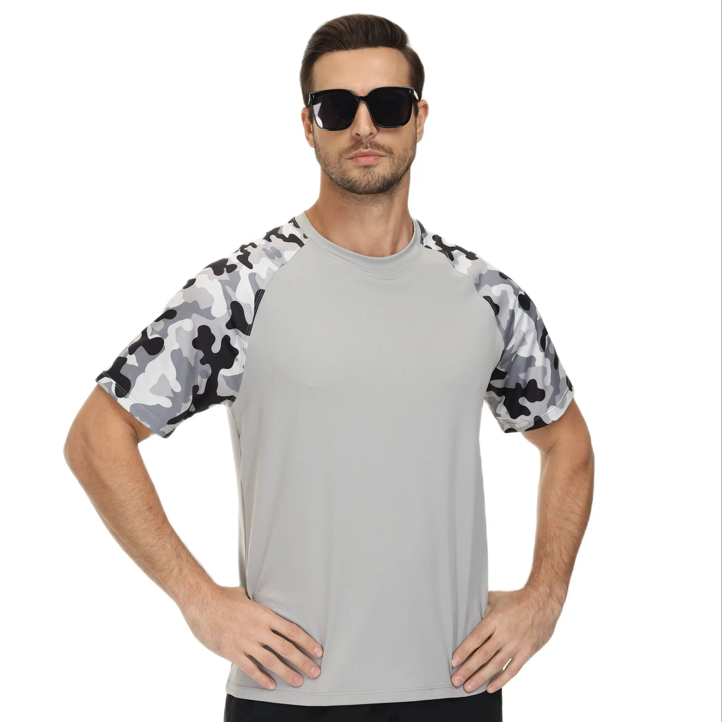 Men's T-Shirt Short Sleeve Swimware Rash Guards UPF 50+ Sunscreen Shirt  Camo T-shirt Quick Dry Hiking Fishing Athletic Workout