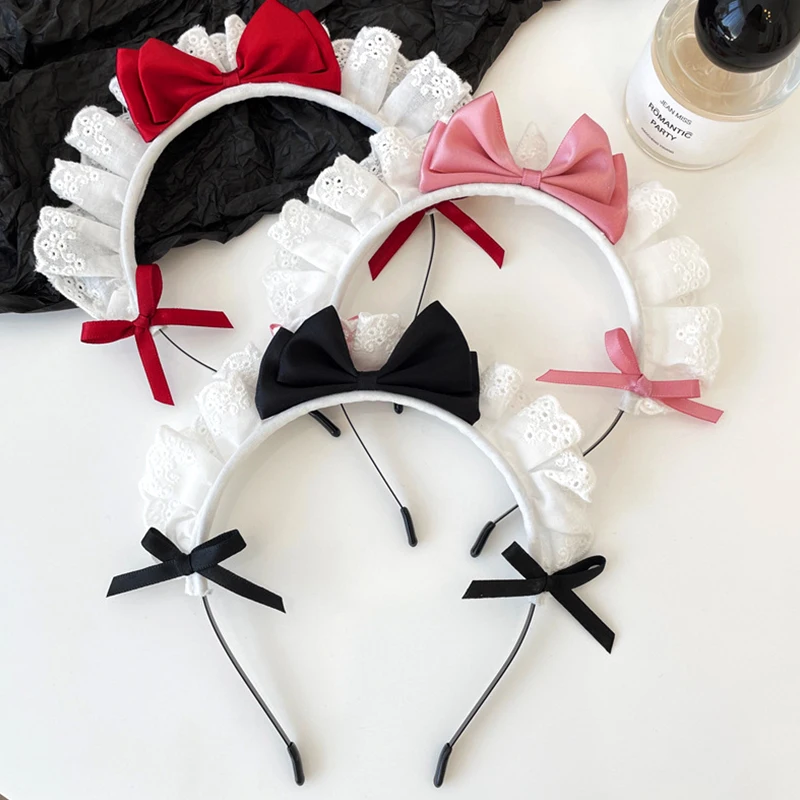 

Lolita Lace Bowknot Maid Headband Gothic Sweet Anime Hairband Cosplay Hair band Costume Hair Accessories