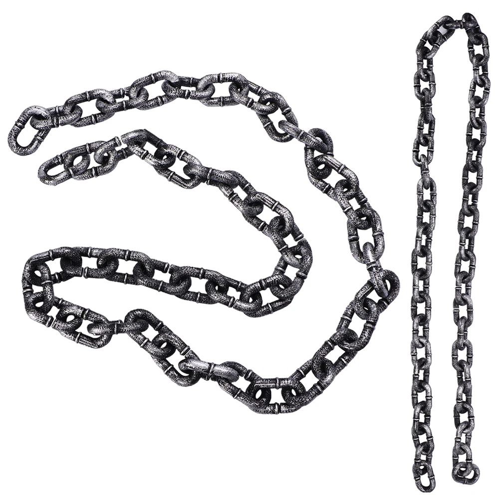 

2pcs Plastic Chain Halloween Party Decoration Simulation Iron Wire Props Cosplay Costume Simulation Chain Halloween Trick Toys