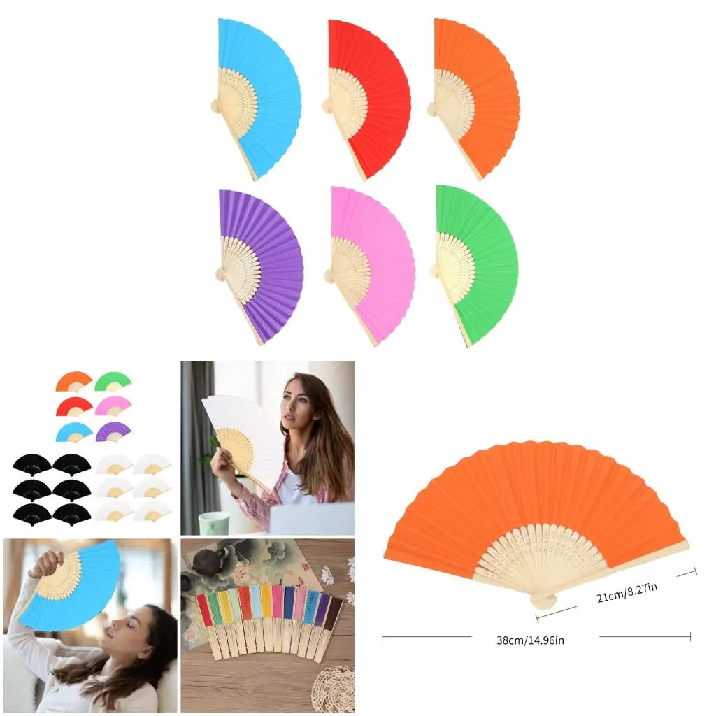 Set of 6 Foldable Paper with Bamboos Handle for Outdoor Event Wedding Favor