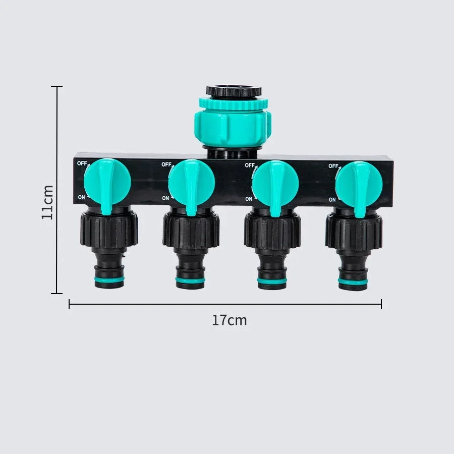 Gartenschlauch-Verteiler, 4-Wege-Wasserhahn-Verteiler, Schlauchanschluss-Verteiler mit vier unabhängigen Schaltern für die Haus- und Rasenbewässerung – Detail 7
