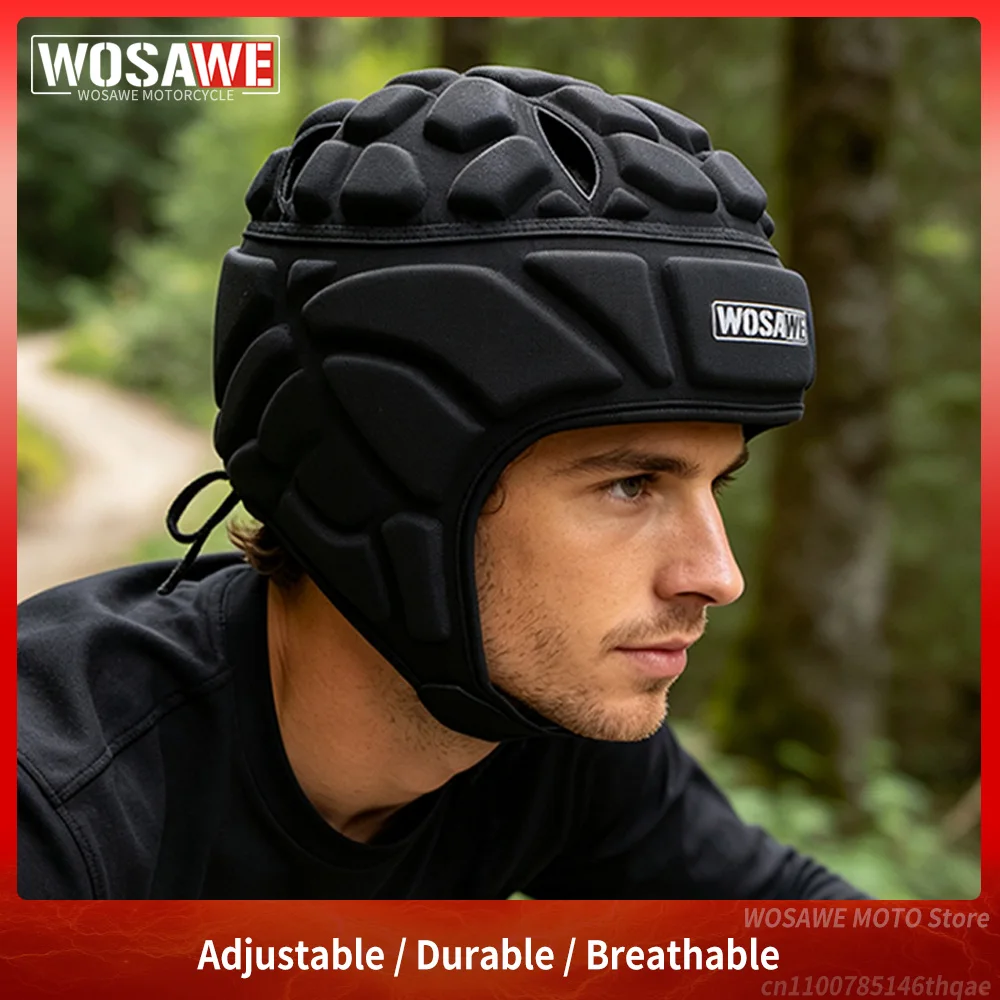 WOSAWE Soft Shell Shockproof Headgear Football Soccer Goalkeeper Helmet Rugby Cap Cycling Hat Motorcycle Helmet For Youth Adults