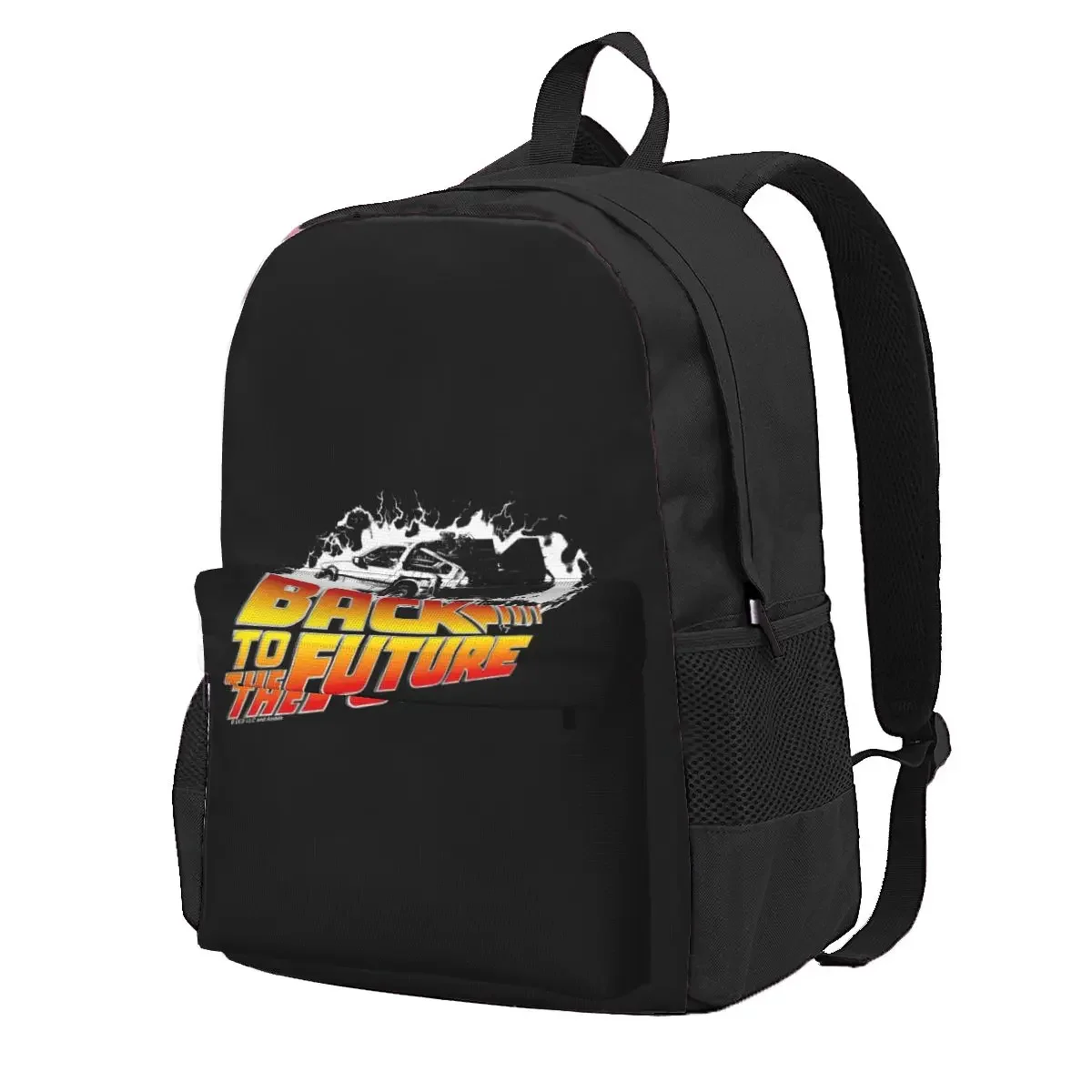 Back To The Future-DeLorean White Stencil Fan Art Student Backpack SchoolBag Hiking Travel Daypack forBoys Girls Fashion Bookbag