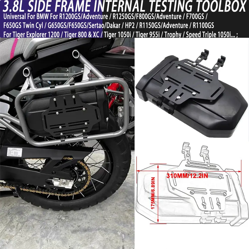 

Motorcycle Universal Parts 3.8L Side Frame Internal Testing Toolbox Expedition Storage Box For BMW CFMOTO YAMAHA Kawasaki Suzuki