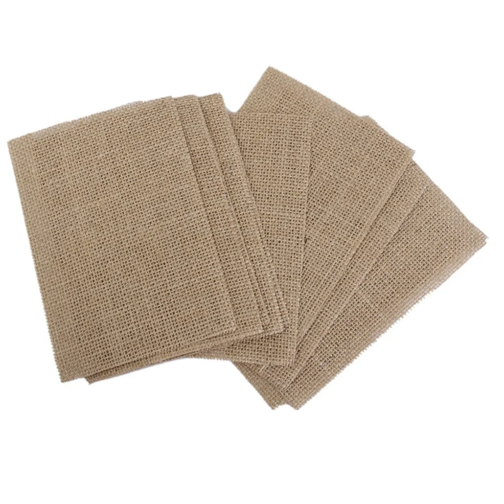 

10pcs Burlap Coasters 12X17Cm Brown Kitchen Table Mat For Home Wedding Decoration Moisture Absorbing Dining Pad