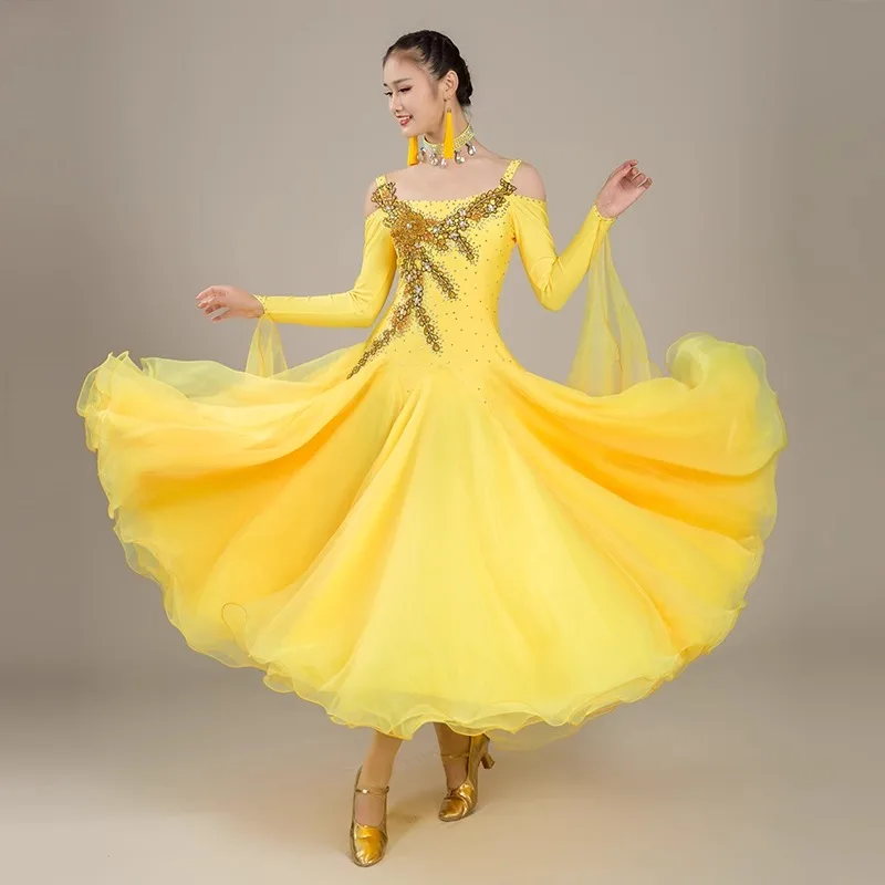 New Modern Dance Social Dance Competition Dress Performance Dress National Standard Dance Waltz Diamond Embedding Modern Dance