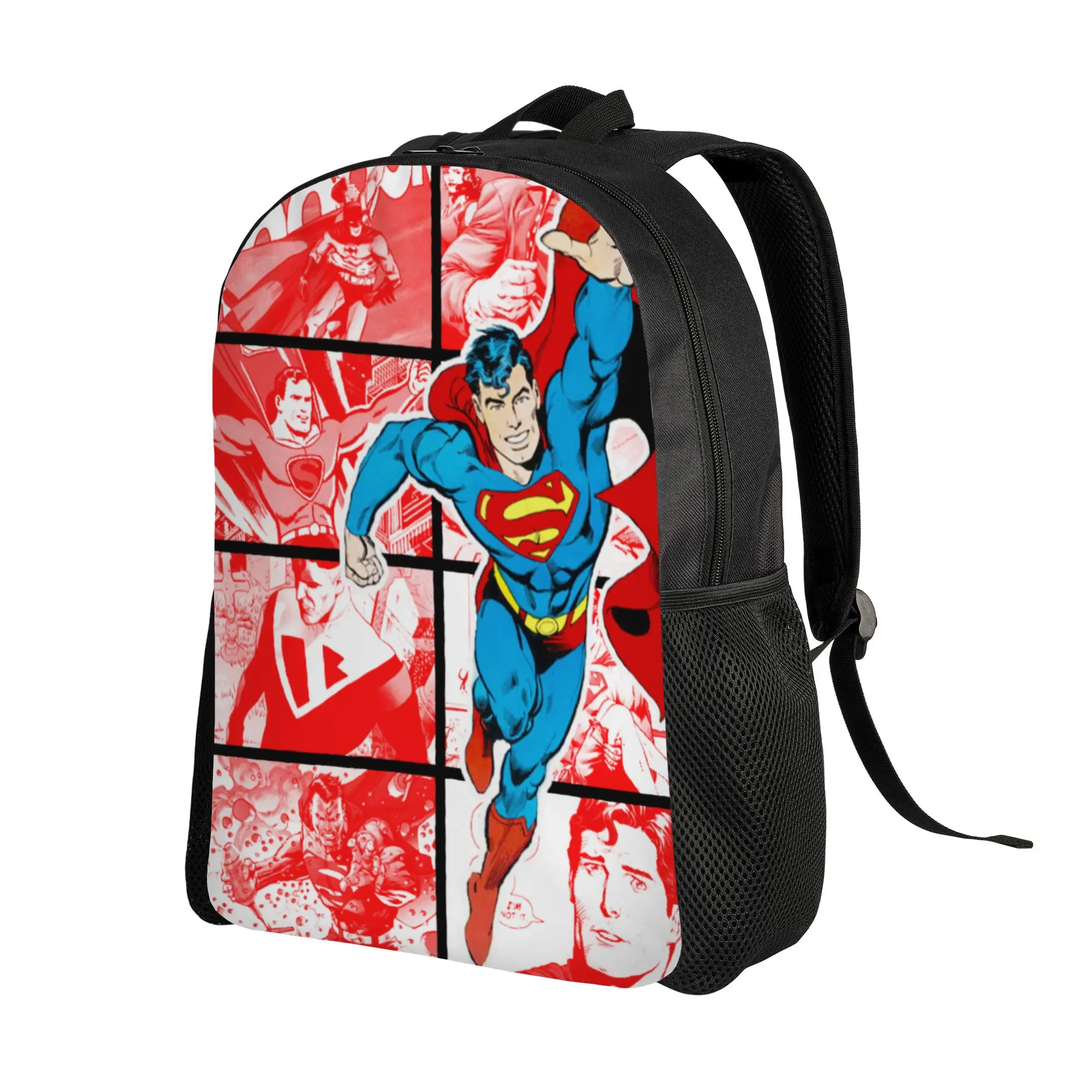 Book Pack Back to school season Red Tint Superman Comic Collage Art  Super Quality Backpack