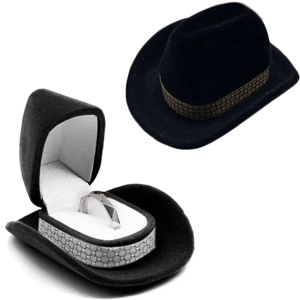 

Jewelry Box Cowboy Hat Cowboy Hat Box Velvet Retro Cowboy Hat Jewelry Box Black Vintage Wedding Decor Earring