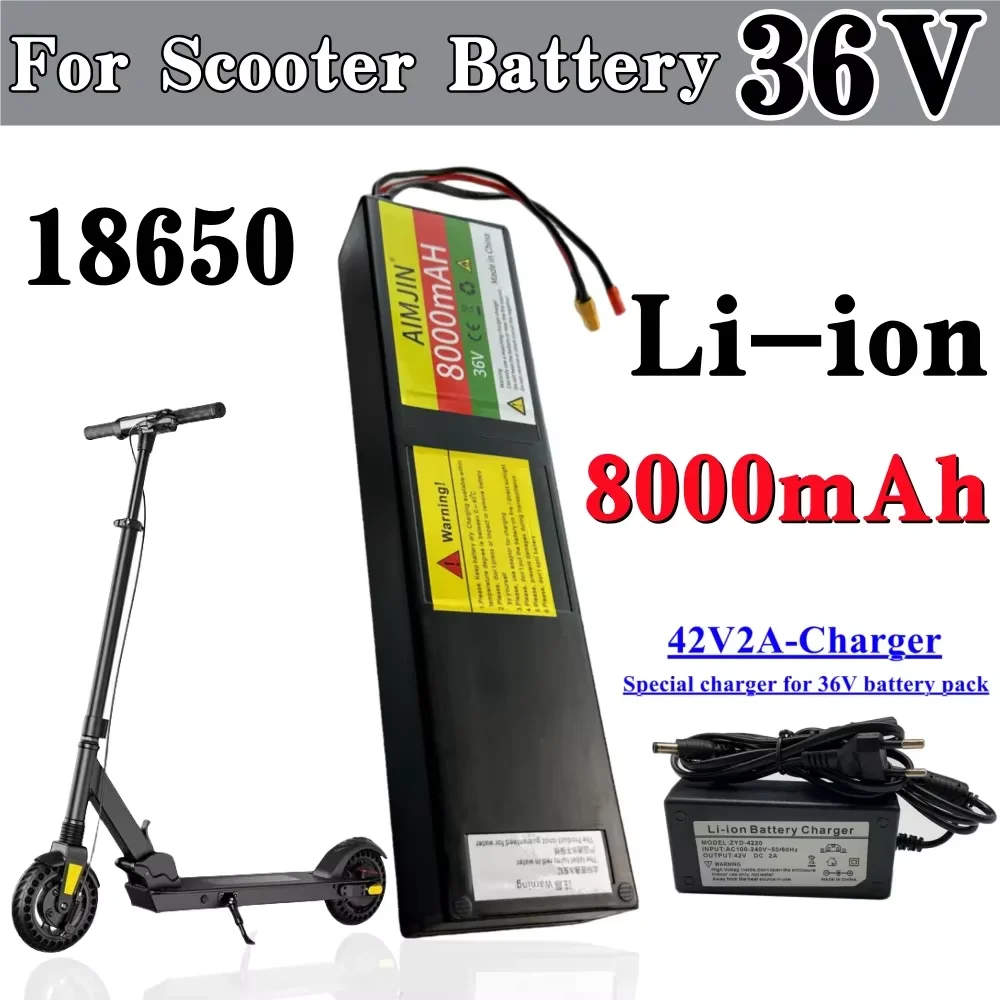 

10S3P Lithium-Ion Battery Pack 36V 8000mAh Rechargeable Battery XT60+JST interface For KUGOO S1 S2 S3 Electric Scooters