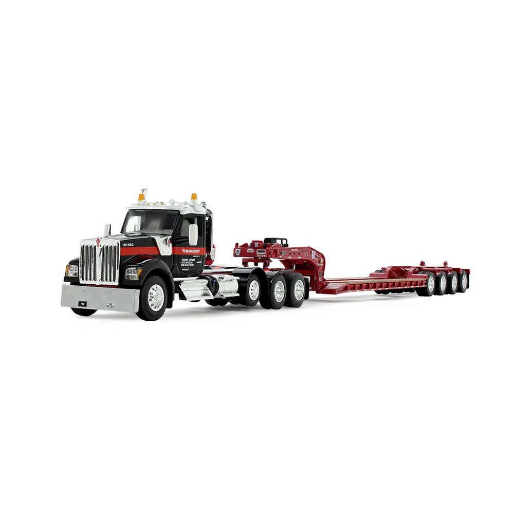 DCP FG Mammoet Kenworth W990 hari angkat berat bak & Fontaine skala tri-axle Lowboy Trailer dengan Flip ekor Diecast Model mobil