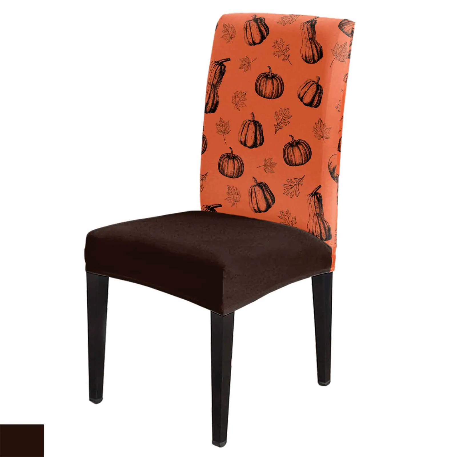 Thanksgiving Fall Pumpkin Chair Cover for Dining Room Spandex Stretch Seat Cover for Wedding Banquet Party Seat Case