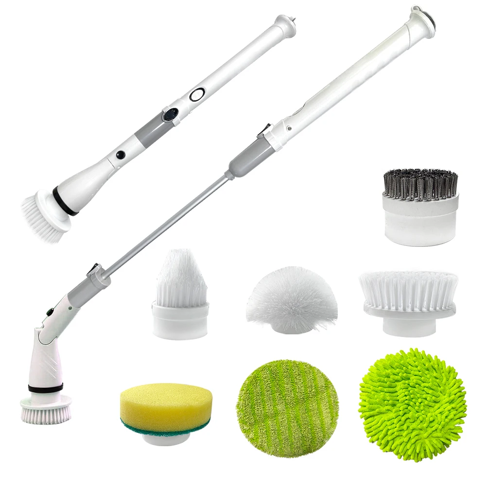 

FUTUKNIGHT Electric Cleaning Brush Spin Kitchen Shower Room Floor Gap Car Shoes Bag Long Handle 7in1 Heads Scrubber Tools FUT085