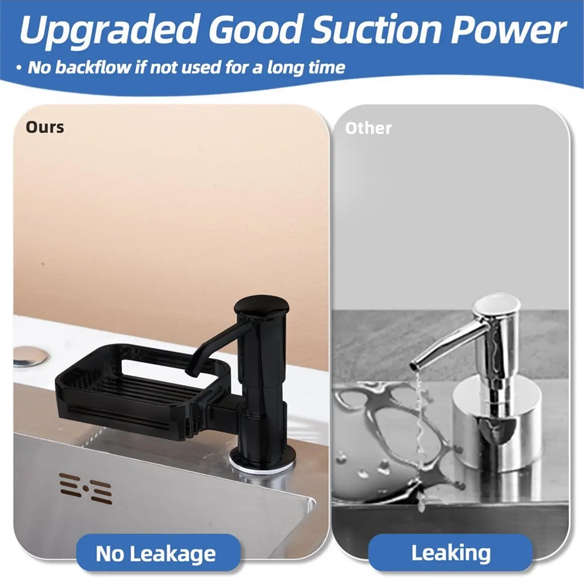 (A02R] Wonrefact Stainless Steel Soap Dispenser for Kitchen Sink, Rustproof Liquid Dish Soap Pump view 3