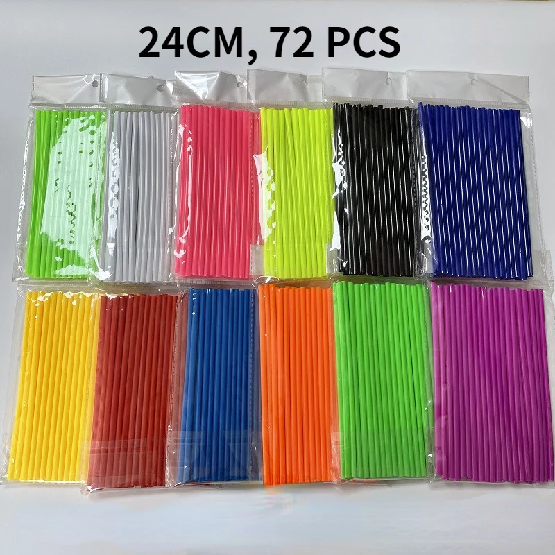 72Pcs 24cm Motorcycle Wheel Rim Spoke Wrap Kit Universal Colorful Decorative Spokes Dirt Pit Bike Motorcycle Decor Accessories