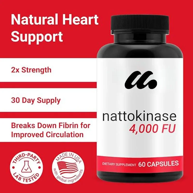 Nattokinase Supplement -4000 FU per serving, high-quality nattokinase formula, supports heart health -60 pills