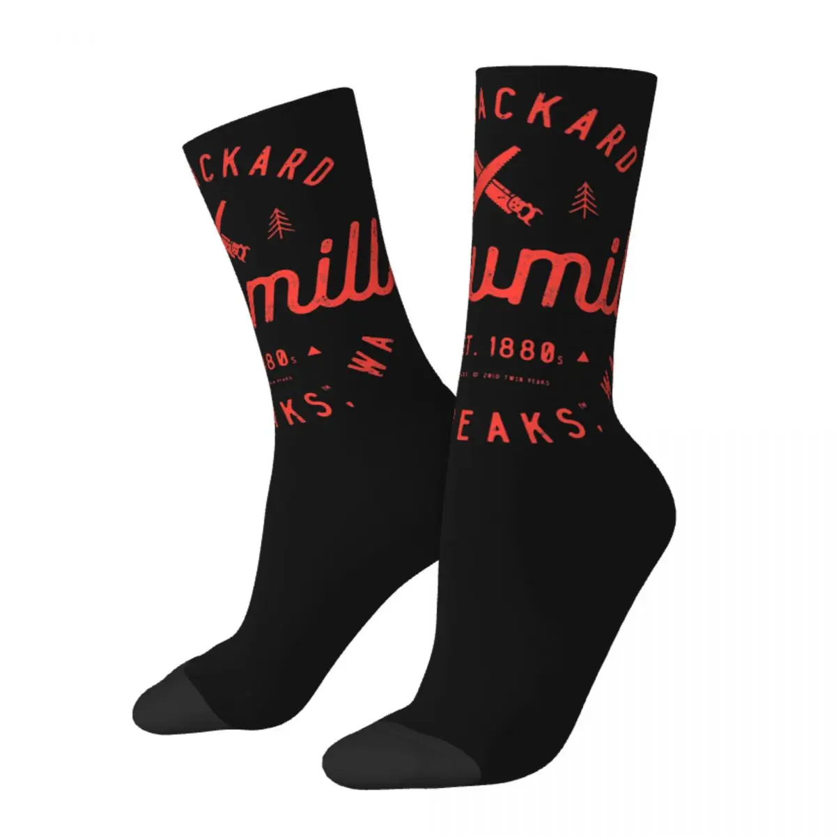 Funny Happy Men's Socks The Packard Sawmill Twin Peaks Retro Harajuku Saw Horror Film Hip Hop Seamless Crew Sock Gift Printed