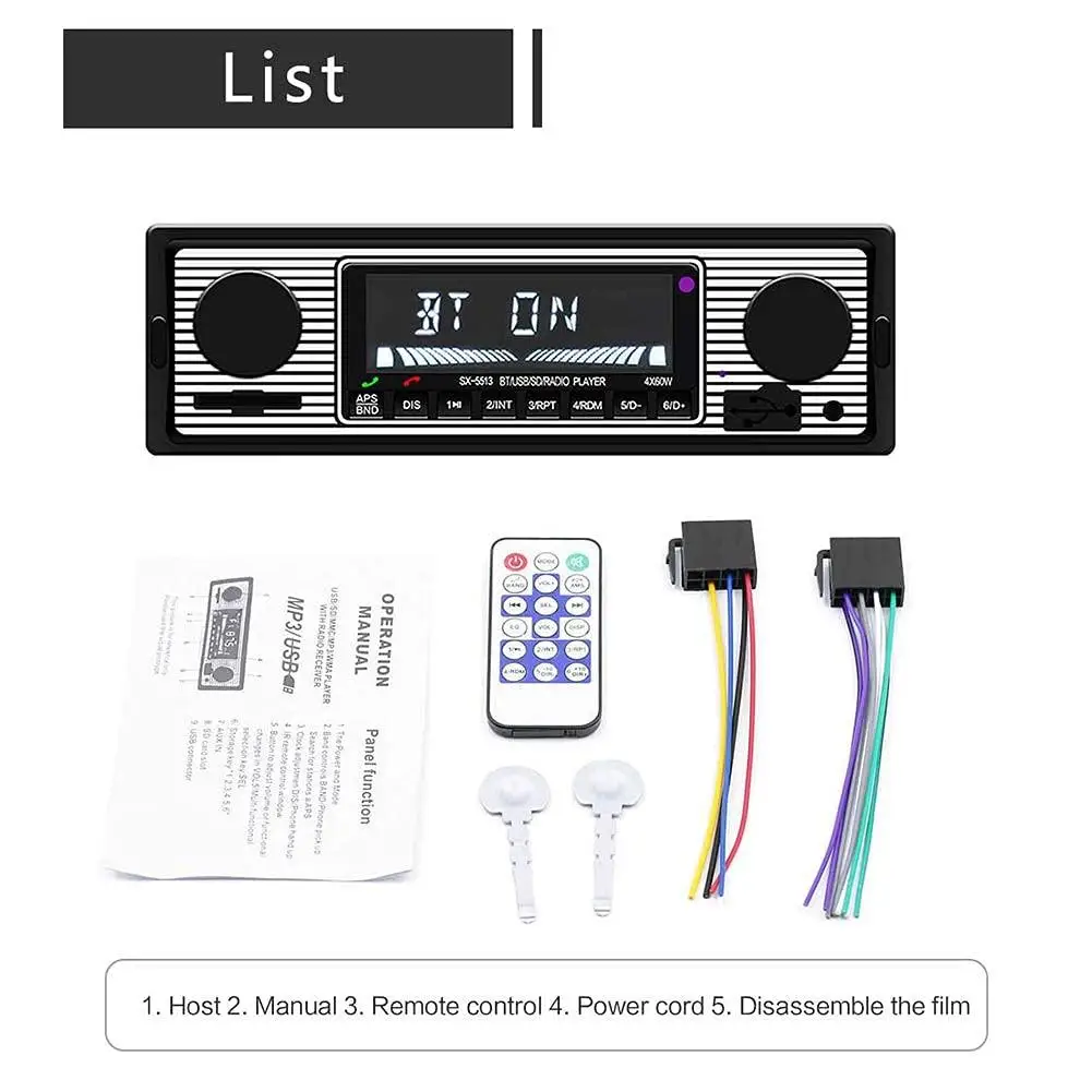 Car Mp3 Player    FM Radio Bluetooth-compatible Hands-free Call U Disk Card Aux Radio With Remote Control