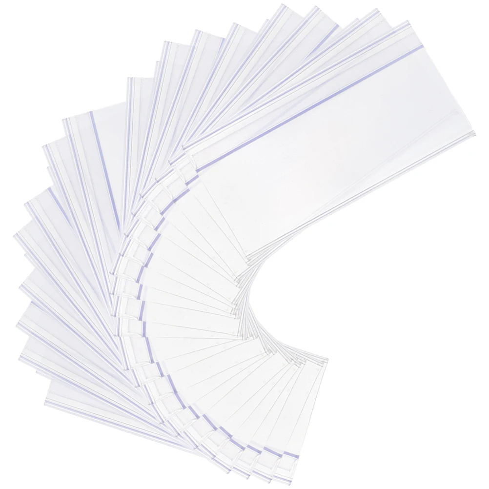 

25 Pcs Tag Holders Clear PVC Retail Shelf Labels Sign Display Strips Plastic Folder Solutions Sign Display Holder Storage