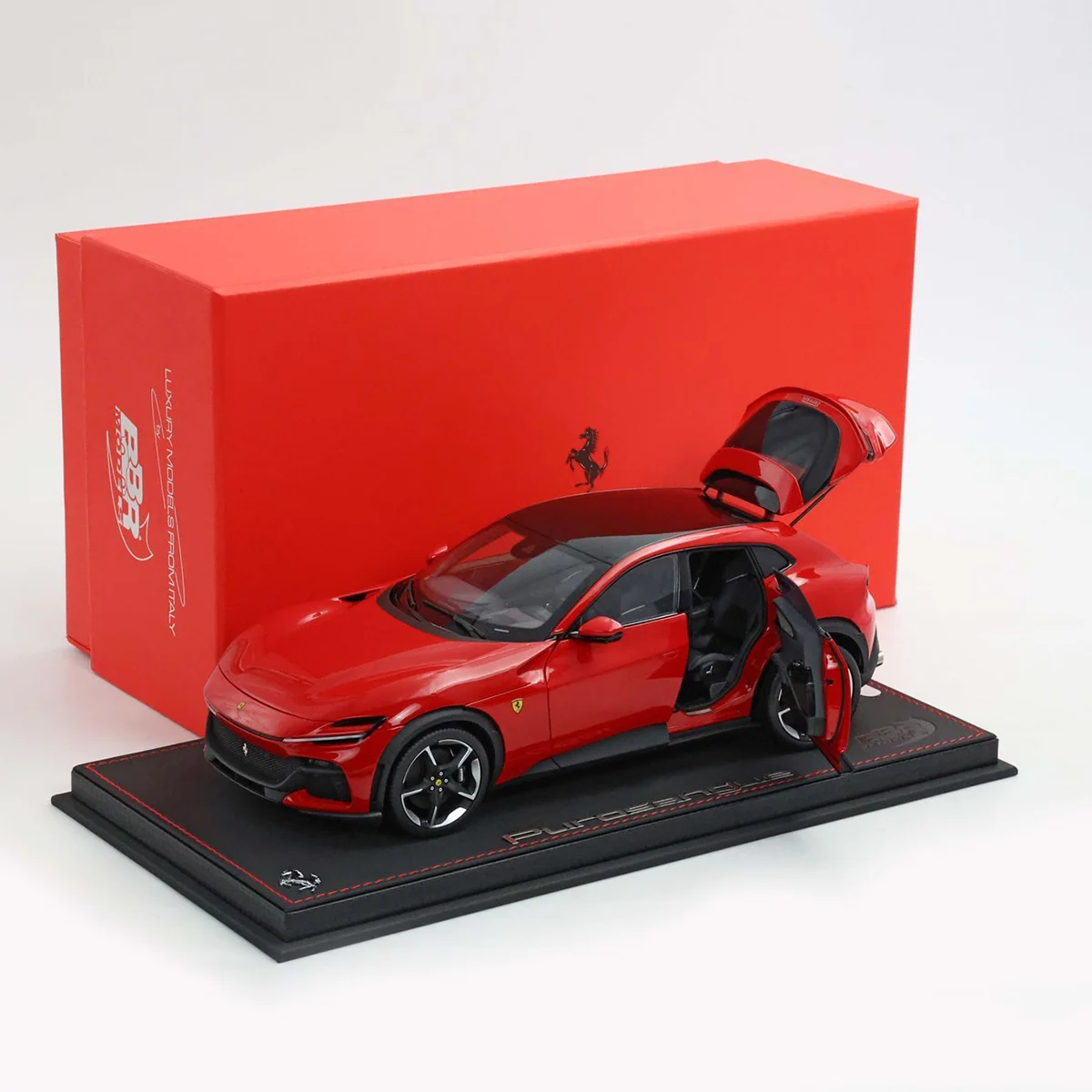BBR HE180052ADIE 1/18 Ferrari Purosangue Red Black Roof Full Open Diecast Alloy Limited Numbered Leather Base