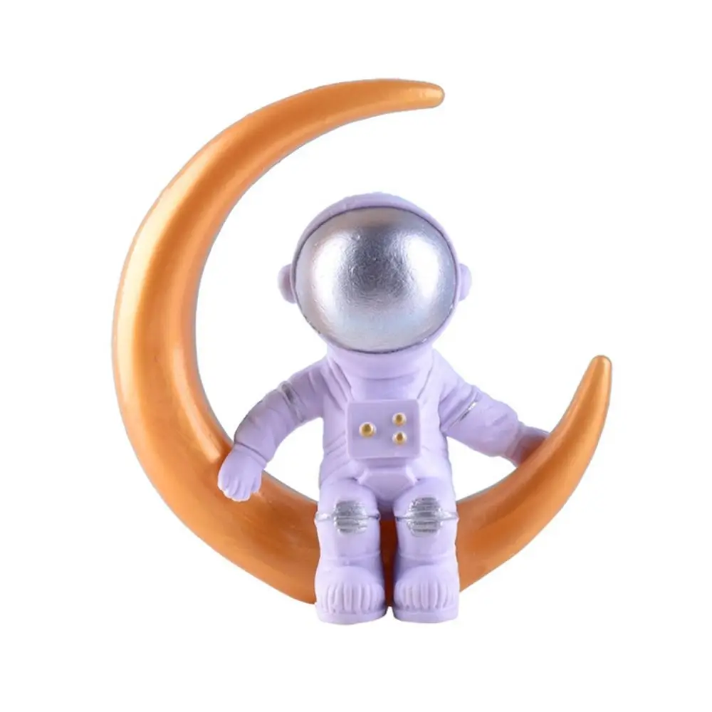 Astronaut Figurine Cake Toppers Miniature Rocket Space Shuttle Boy Birthday Supplies Party Decoration Baby Shower Ornament