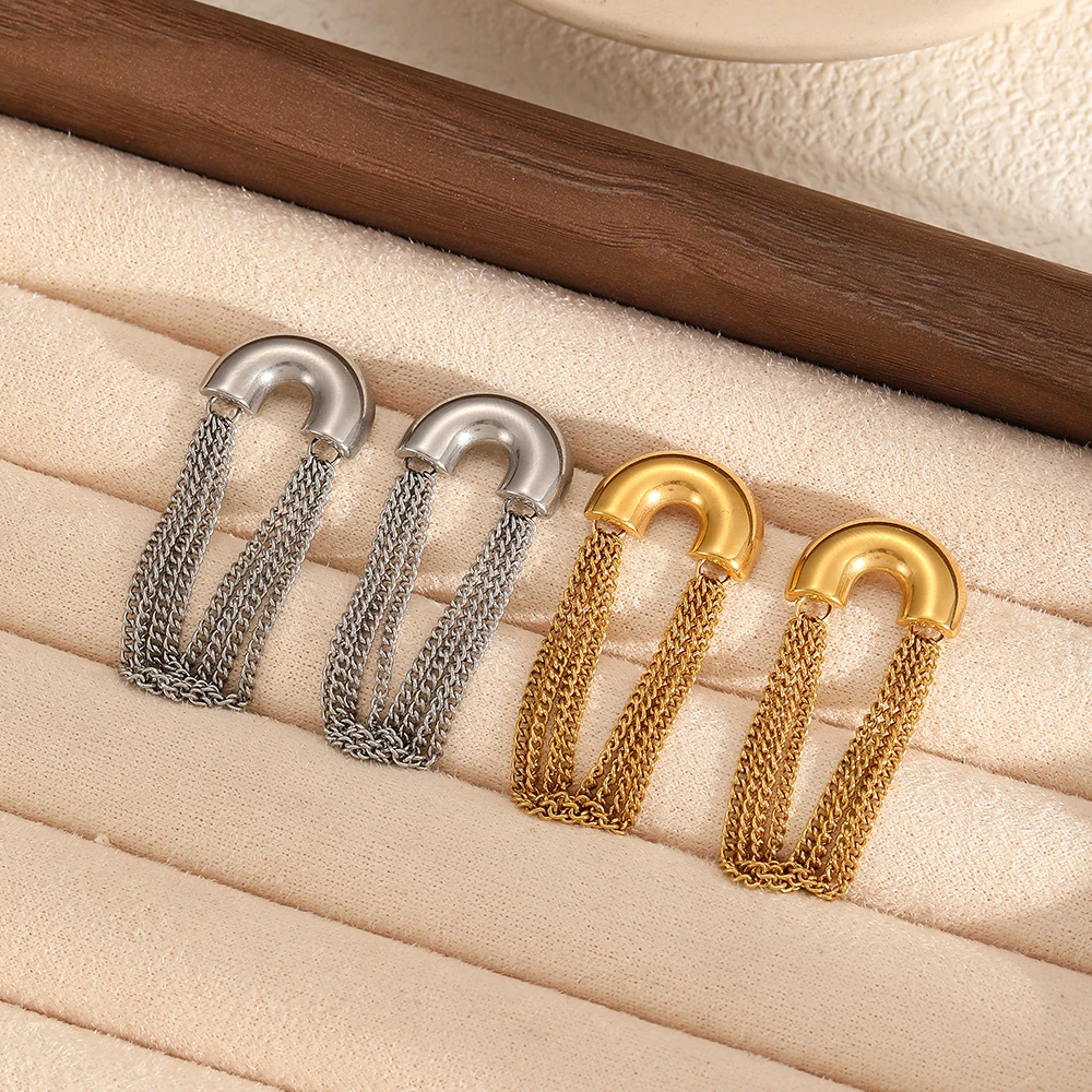 Modische 316L Edelstahl-Quastenketten-Ohrringe für Damen, wasserdicht, personalisierbar, als Geschenk für den täglichen Gebrauch – Detail 8
